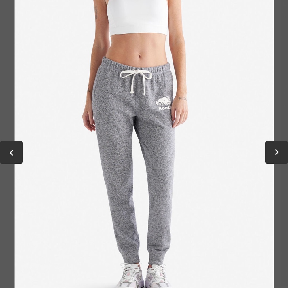 Roots Organic Original Slim Cuff Sweatpants XL salt & pepper